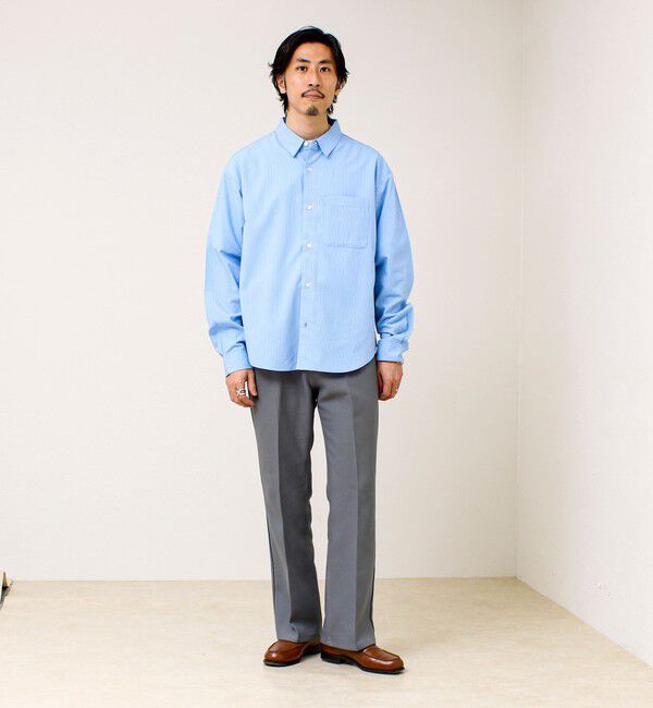 GLOSTER「【ストライプ/無地】レーヨン混 レギュラーカラーシャツ」|シャツ・ブラウス|