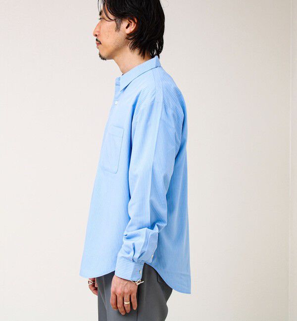 GLOSTER「【ストライプ/無地】レーヨン混 レギュラーカラーシャツ」|シャツ・ブラウス|