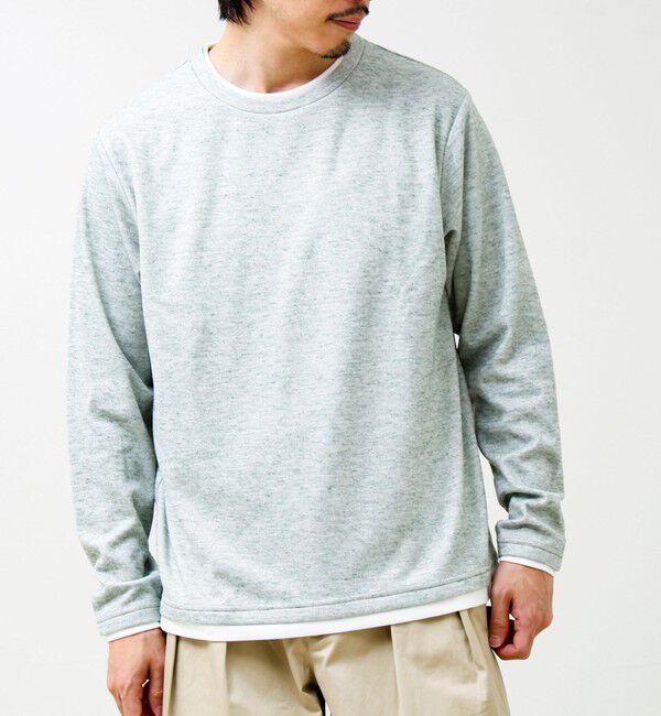 GLOSTER「メランジ微起毛スムース フェイクレイヤード ロンT」|Tシャツ・カットソー|ライトグリーン