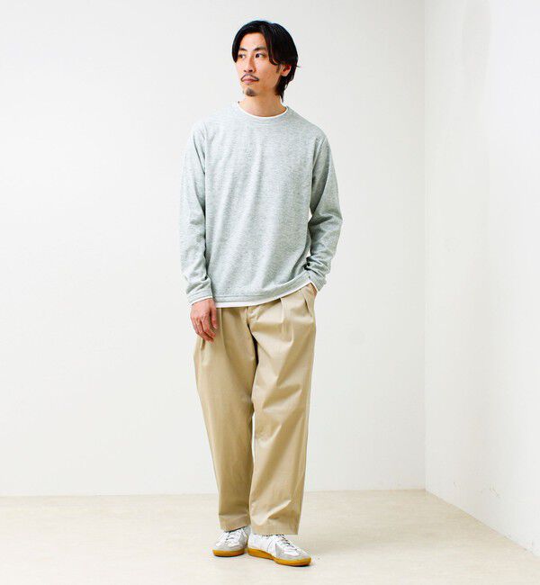 GLOSTER「メランジ微起毛スムース フェイクレイヤード ロンT」|Tシャツ・カットソー|