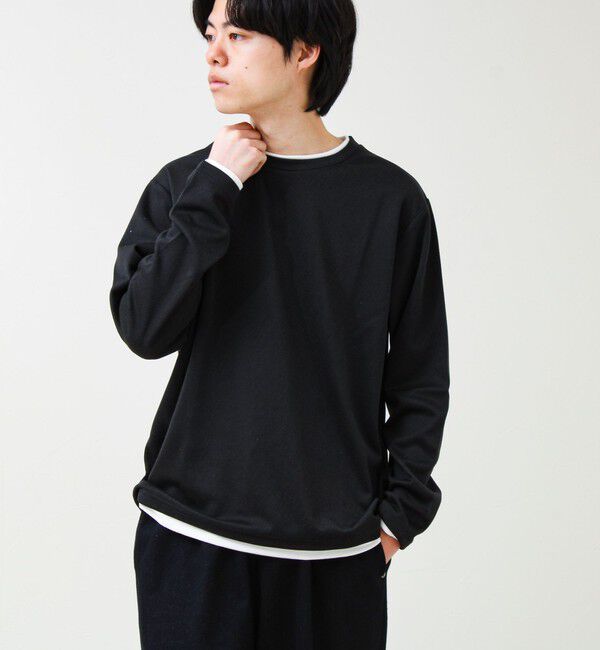 GLOSTER「メランジ微起毛スムース フェイクレイヤード ロンT」|Tシャツ・カットソー|