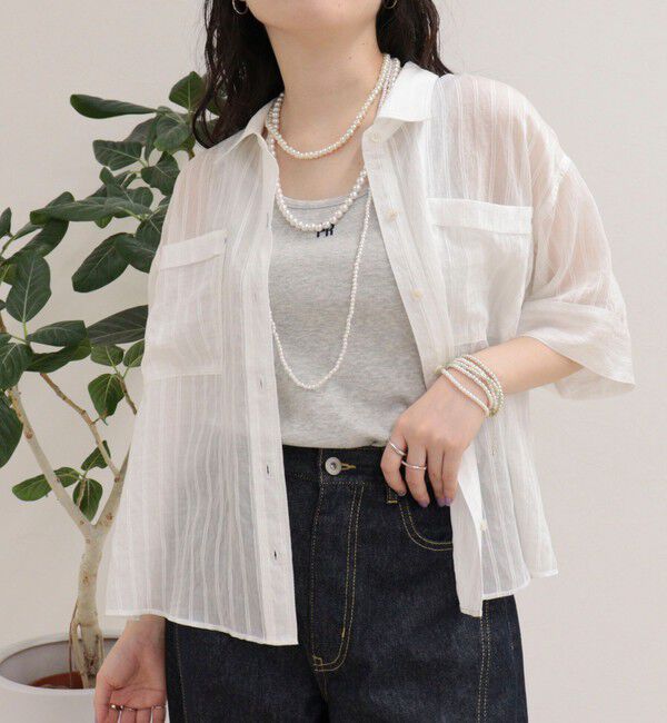 fredy emue「シアーストライプ半袖シャツ」|シャツ・ブラウス|