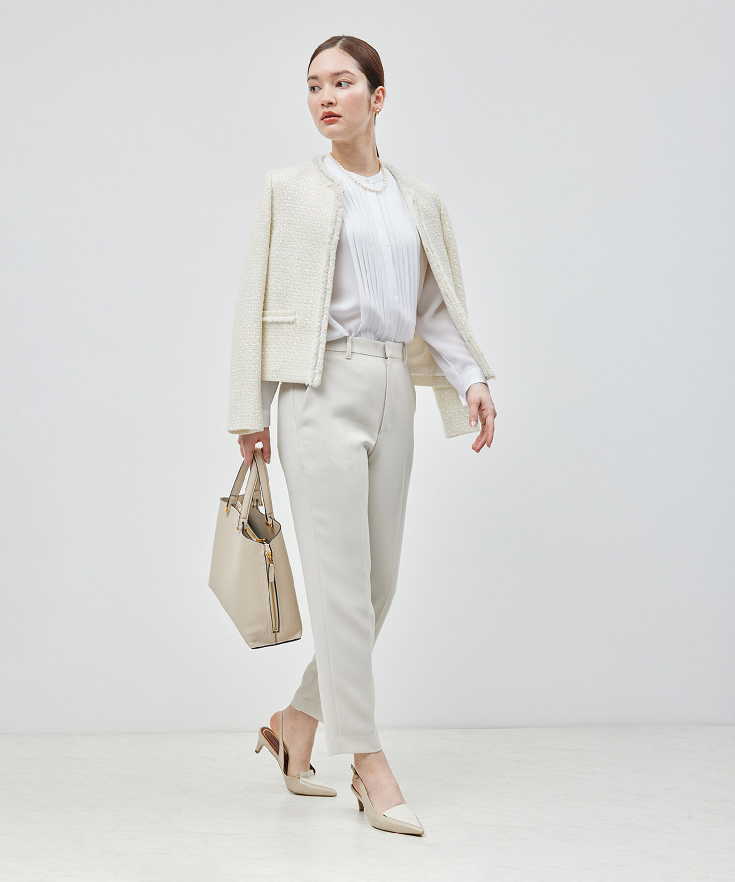 ROPE「トリアセテートダブルクロス サイドゴムテーパードパンツ【セレモニー/通勤対応】【洗える】」|その他|