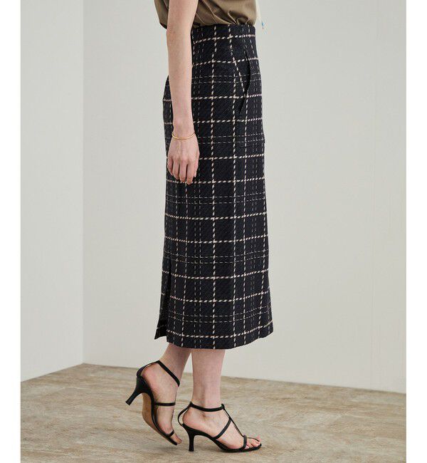 ROPE「【洗える】ツイードチェック ポケット付きタイトスカート」|スカート|