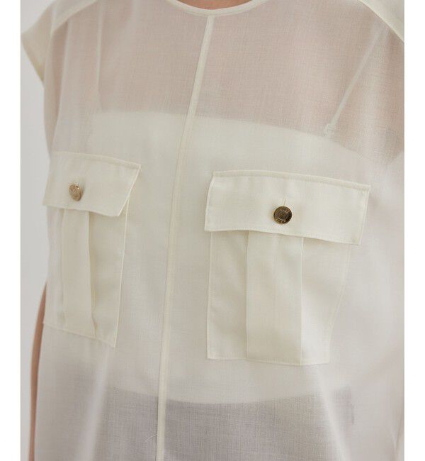 ROPE「【洗える】サファリ シアーブラウス」|シャツ・ブラウス|