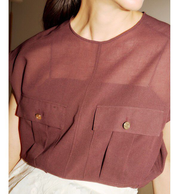 ROPE「【洗える】サファリ シアーブラウス」|シャツ・ブラウス|