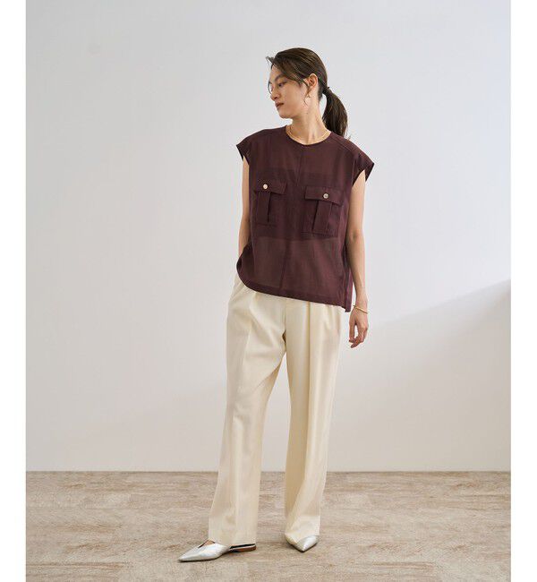 ROPE「【洗える】サファリ シアーブラウス」|シャツ・ブラウス|