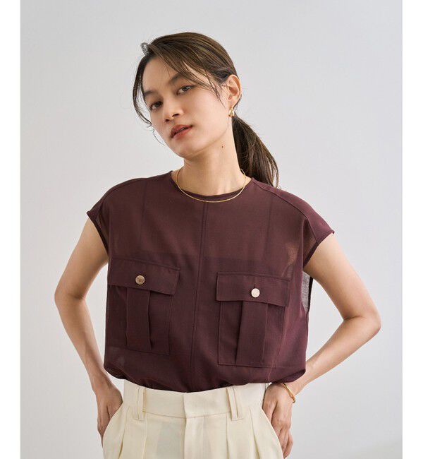 ROPE「【洗える】サファリ シアーブラウス」|シャツ・ブラウス|