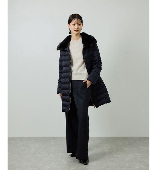 ROPE「サテンロング丈ダウンコート/イージーケア」|ダウン|