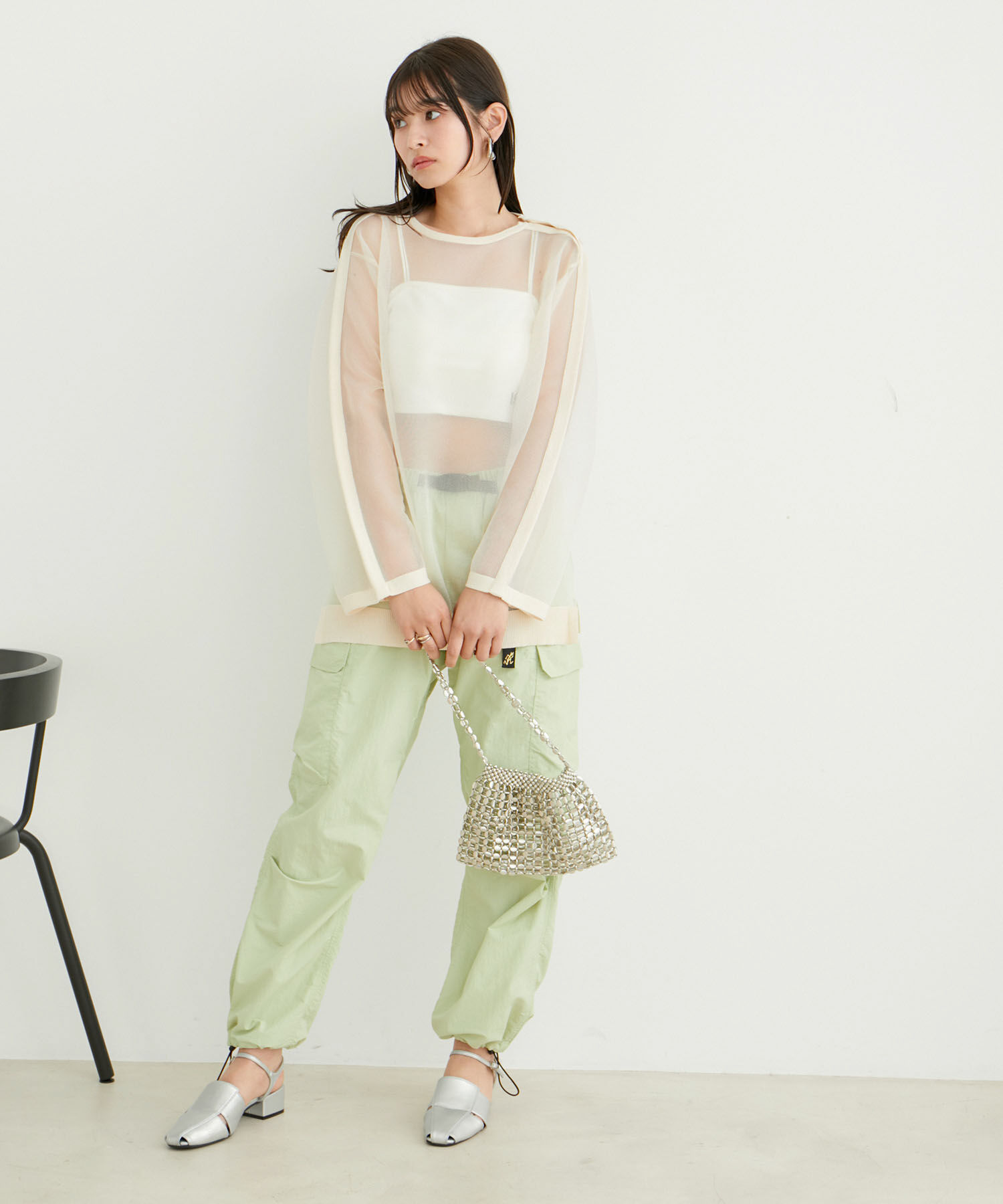 VIS「ショルダーラインシアーニットプルオーバー」|シャツ・ブラウス|