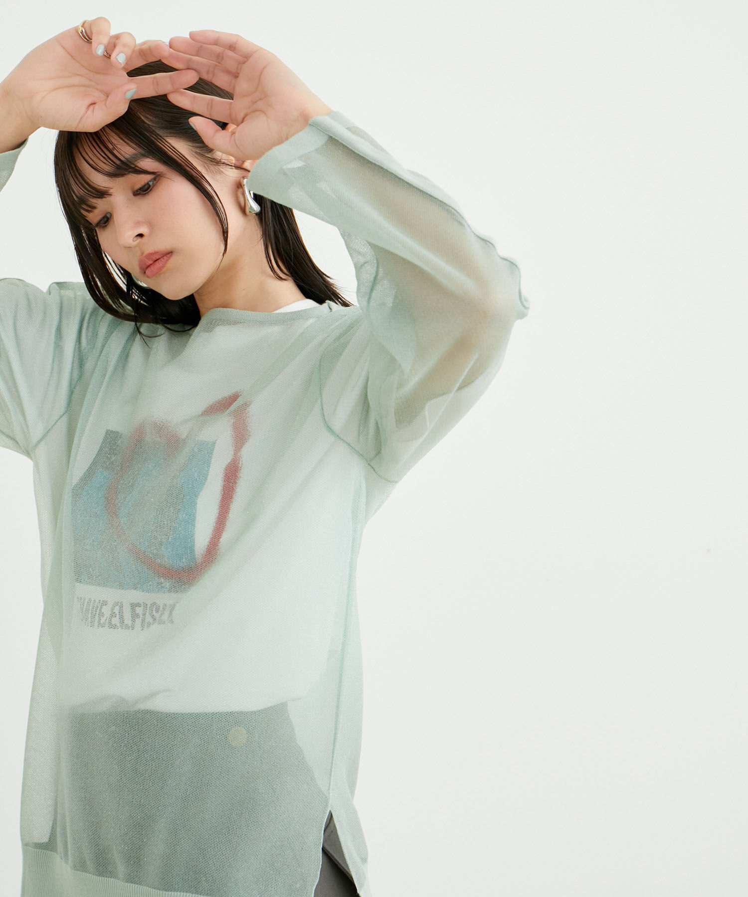 VIS「ショルダーラインシアーニットプルオーバー」|シャツ・ブラウス|