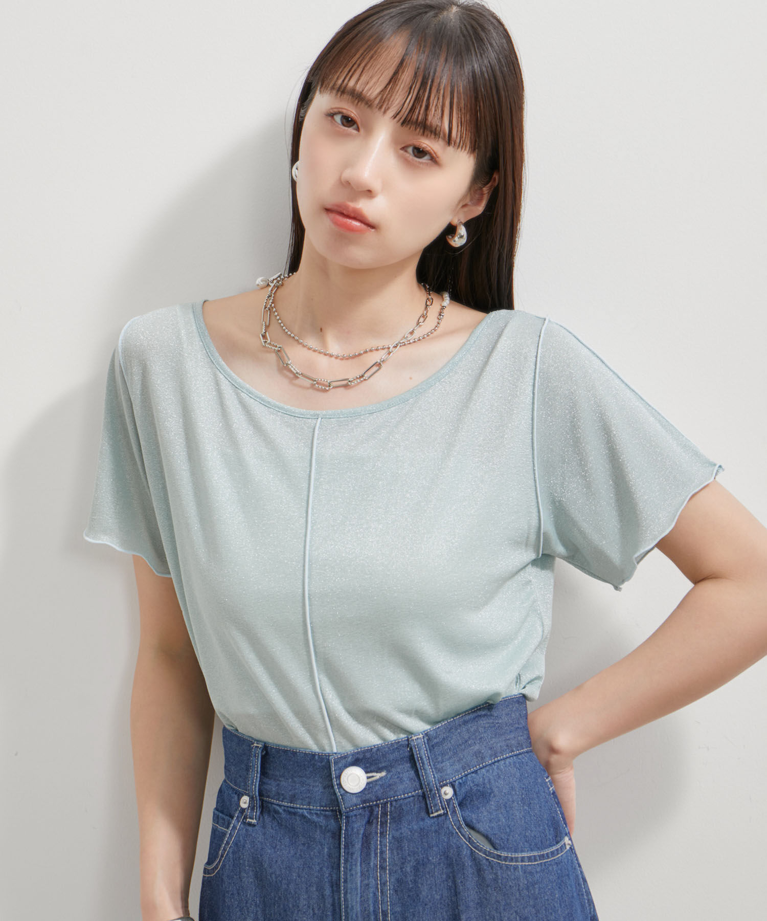 VIS「【洗える】ラメメローTシャツ」|Tシャツ・カットソー|