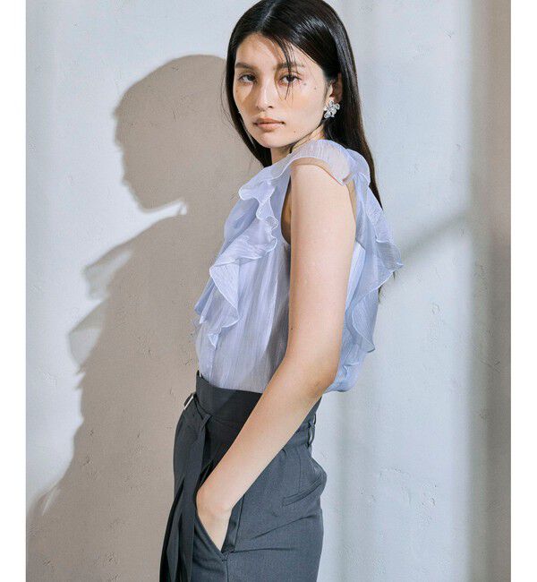 VIS「主役級！華やぎシアーシャイニーボウタイフリルブラウス【前後2WAY】【洗える】」|シャツ・ブラウス|