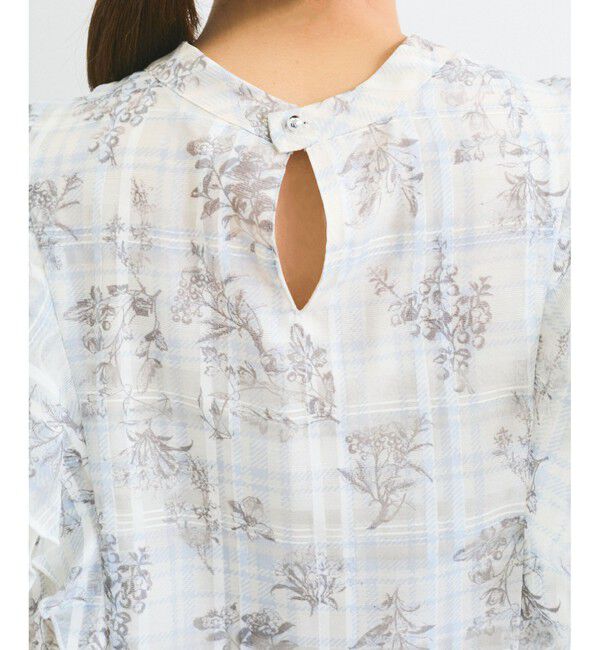 VIS「【洗える】2WAYショルダーシアーチェックブラウス」|シャツ・ブラウス|