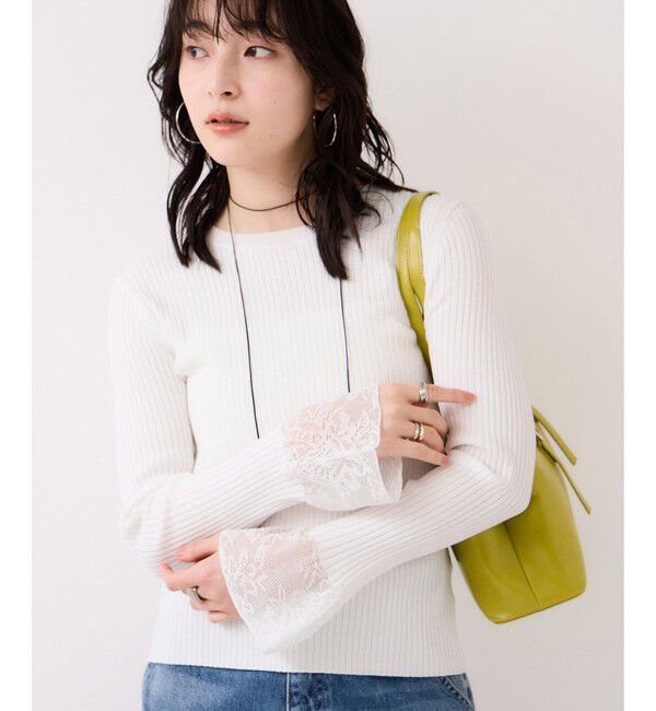 VIS「レース編みドッキングニット」|ニット・セーター|