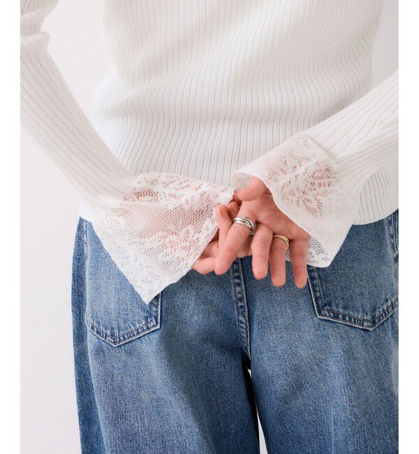 VIS「レース編みドッキングニット」|ニット・セーター|