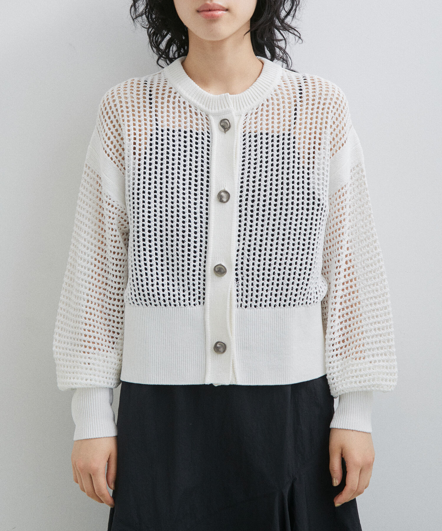 ADAM ET ROPE'「パターンメッシュカーディガン」|カーディガン|