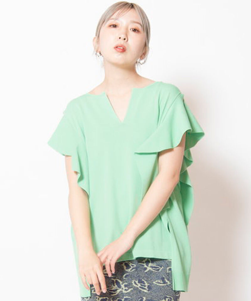  「フレアースリーブスキッパーニットプルオーバー」|シャツ・ブラウス|GREEN