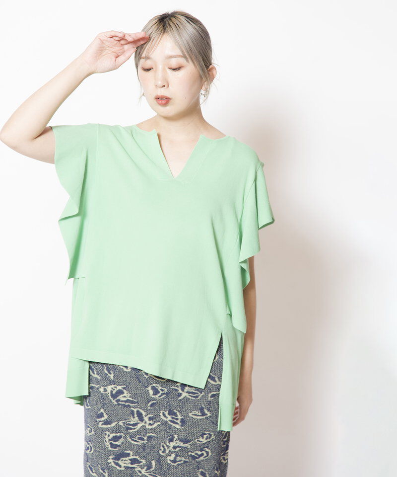  「フレアースリーブスキッパーニットプルオーバー」|シャツ・ブラウス|