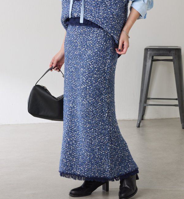  「ツイードライクニットスカート」|スカート|ブルー