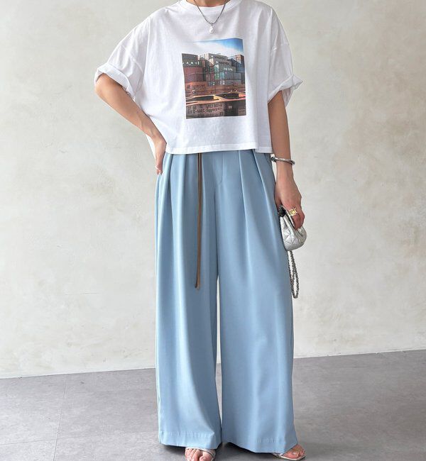  「【累計販売数3万枚突破/21色4サイズ展開！】タックワイドパンツ」|チノ|