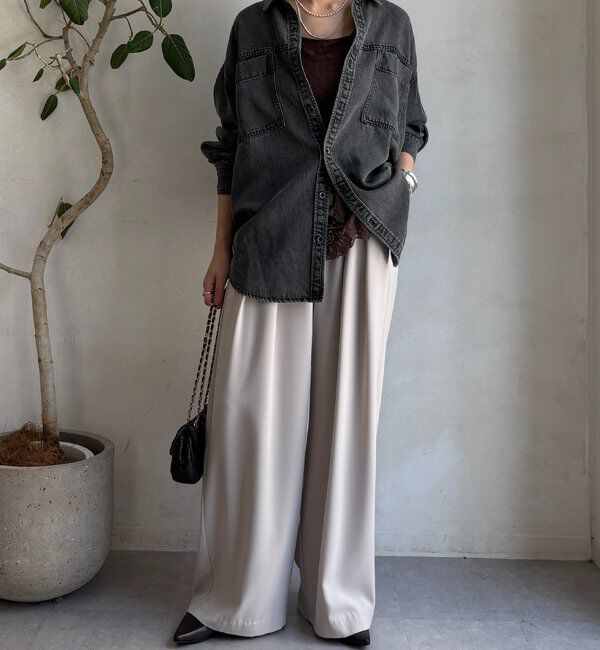  「【累計販売数3万枚突破/21色4サイズ展開！】タックワイドパンツ」|チノ|