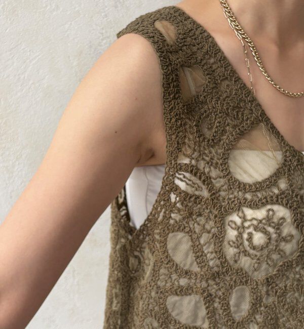  「刺繍前後2WAYレースタンク」|シャツ・ブラウス|