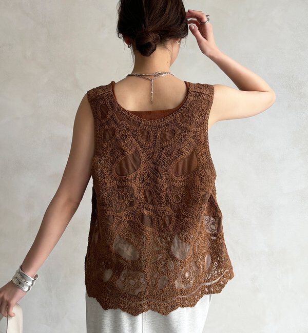  「刺繍前後2WAYレースタンク」|シャツ・ブラウス|