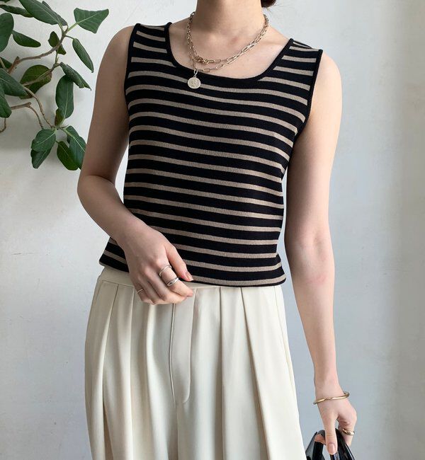  「ボーダースクエアニットタンク」|ニット・セーター|