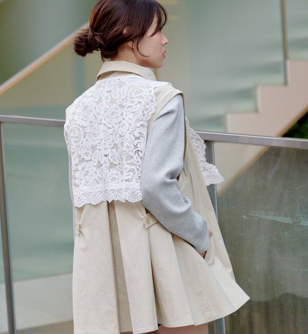  「レース付きフレアトレンチコート」|トレンチコート|