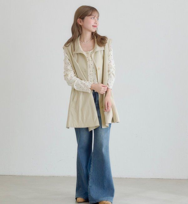  「レース付きフレアトレンチコート」|トレンチコート|