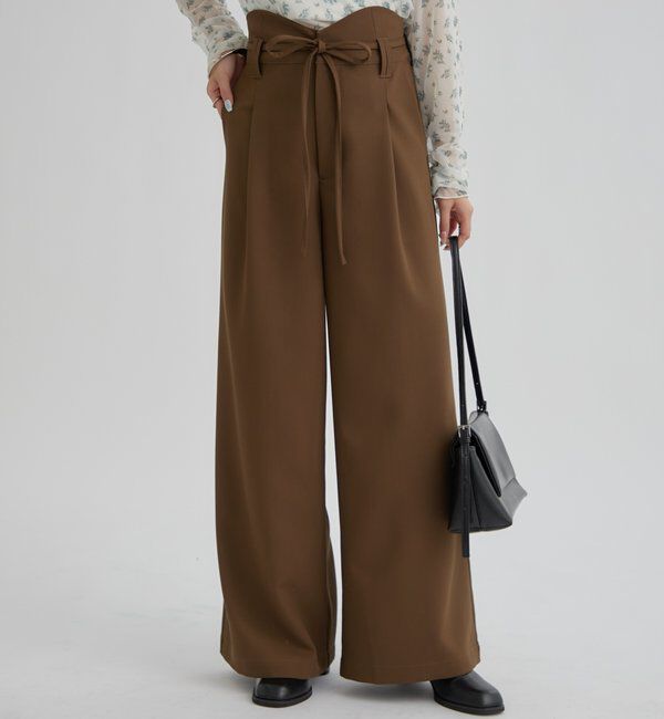  「ウェーブベルトスラックス」|チノ|ブラウン