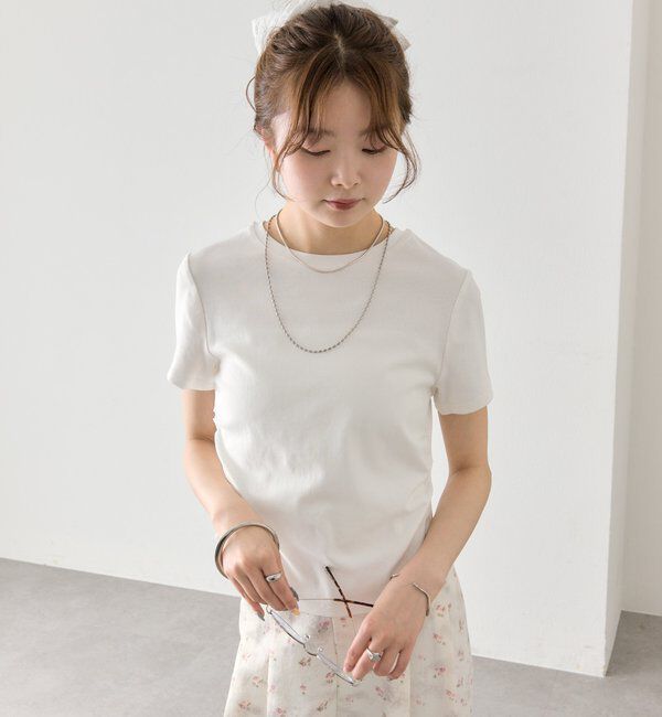  「サイドギャザーチビTシャツ」|Tシャツ・カットソー|