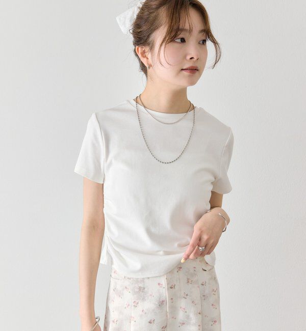  「サイドギャザーチビTシャツ」|Tシャツ・カットソー|