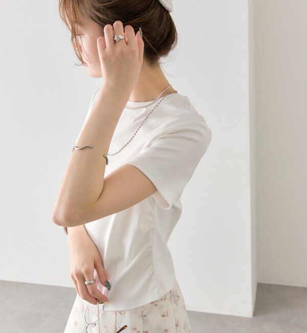  「サイドギャザーチビTシャツ」|Tシャツ・カットソー|