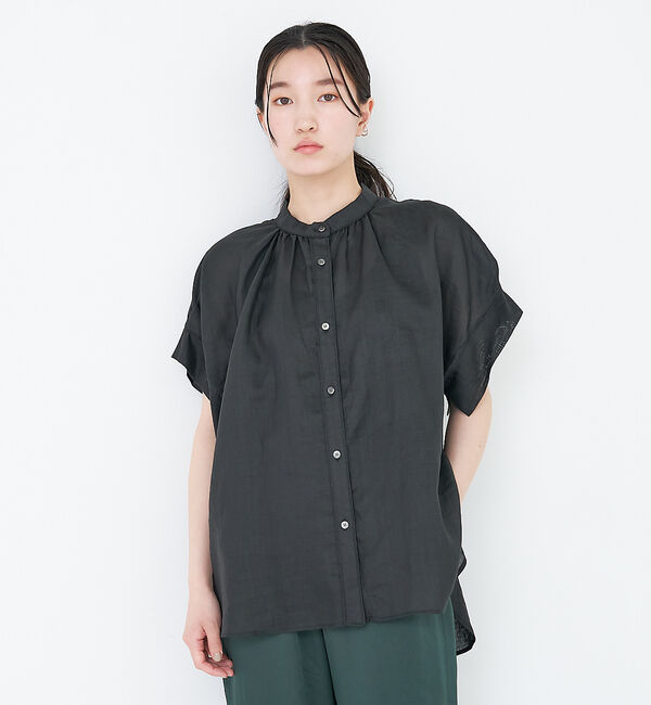 collex「【WEB限定】リネンギャザーブラウス」|シャツ・ブラウス|ブラック