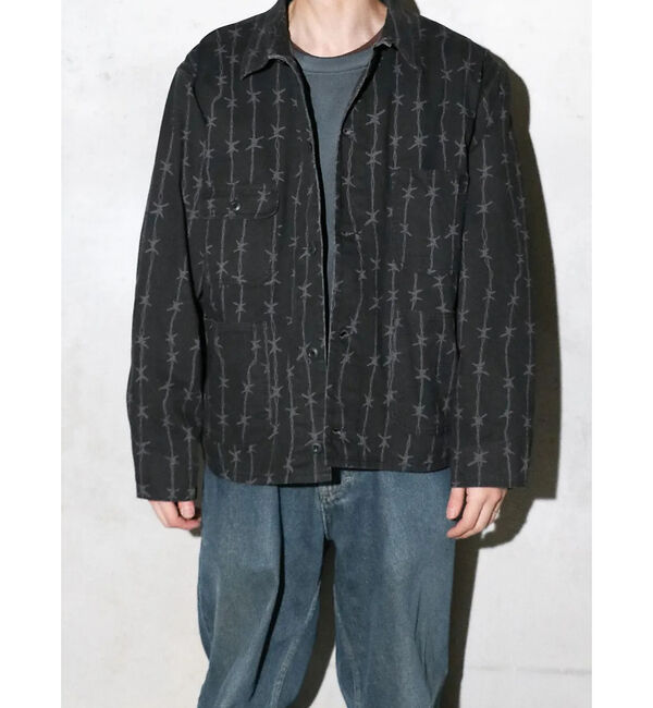 ABAHOUSE「【PENNY&lsquo;S】PRINTED ENGINEER SHORT JACKET/ミ」|ミリタリー・モッズコート|ブラック