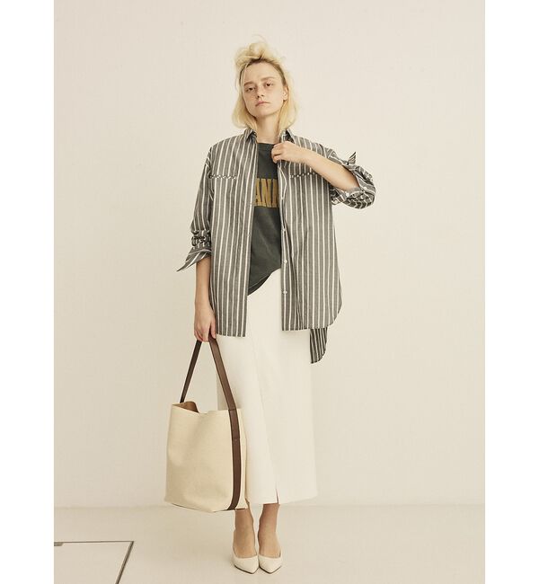 Rouge vif「胸ポケットコットン ルーズフィットストライプシャツ」|シャツ・ブラウス|