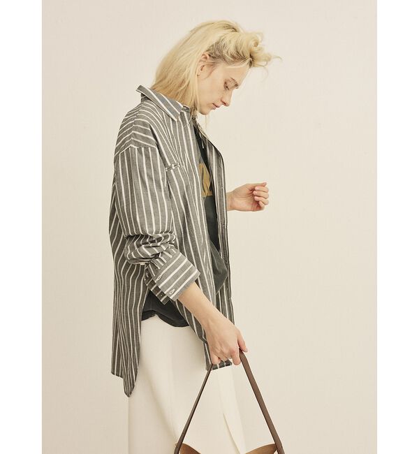 Rouge vif「胸ポケットコットン ルーズフィットストライプシャツ」|シャツ・ブラウス|