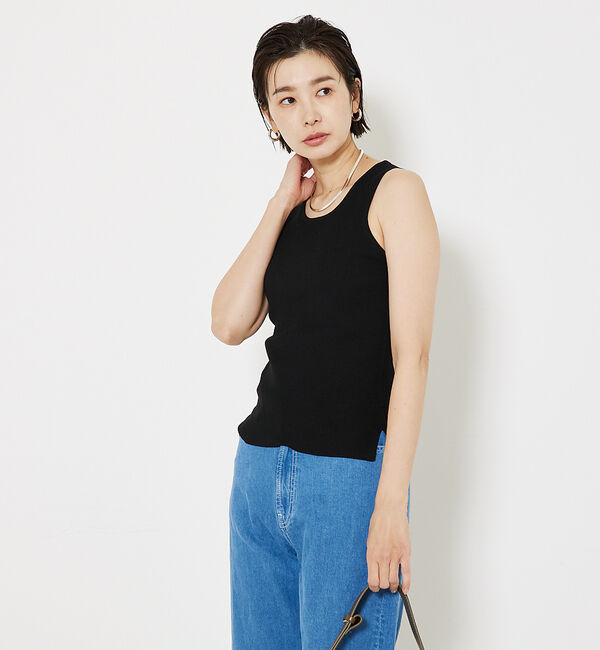 qualite「クルーネックノースリーブニット」|キャミソール|