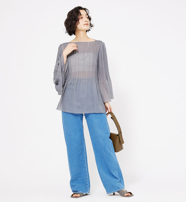 qualite「ランダムプリーツフレアーブラウス」|シャツ・ブラウス|