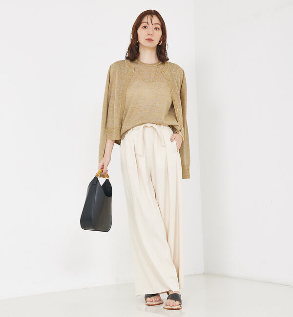 qualite「【大人の上品なシアー】ラメクルーネックニット」|キャミソール|