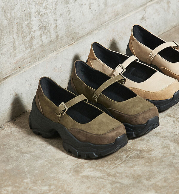 AU BANNISTER「【LAROUTE】メリージェーン 厚底スニーカー」|スニーカー|カーキ