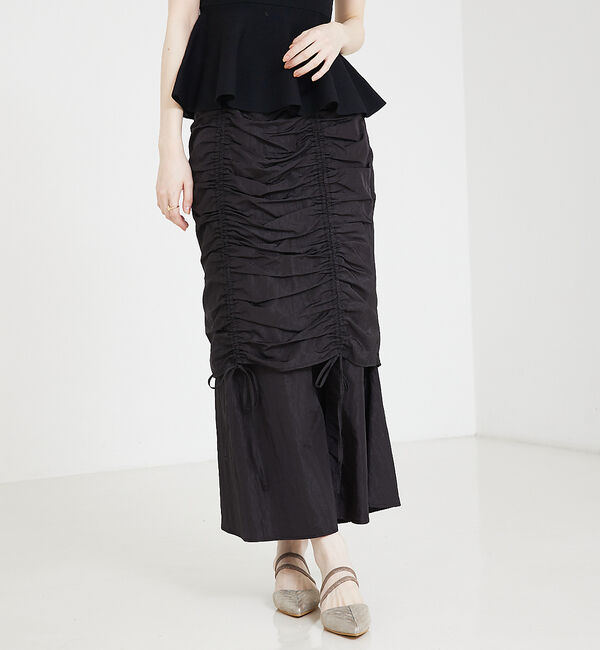 SELFIST「ギャザーレイヤードスカート」|スカート|ブラック