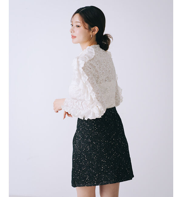 SELFIST「ラメネップニットビジュー付ミニスカート」|スカート|