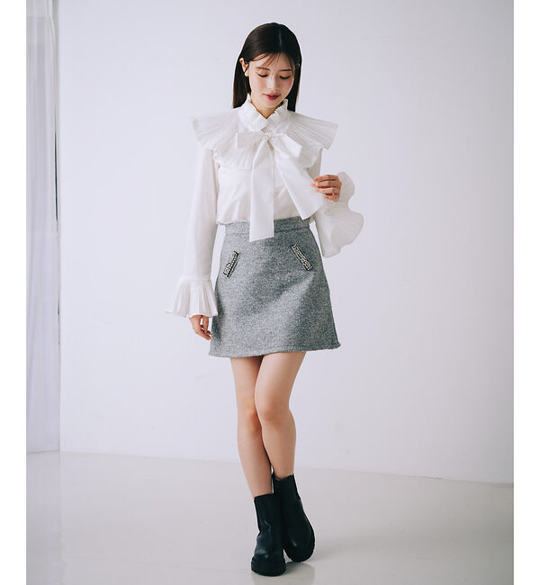 SELFIST「ラメネップニットビジュー付ミニスカート」|スカート|