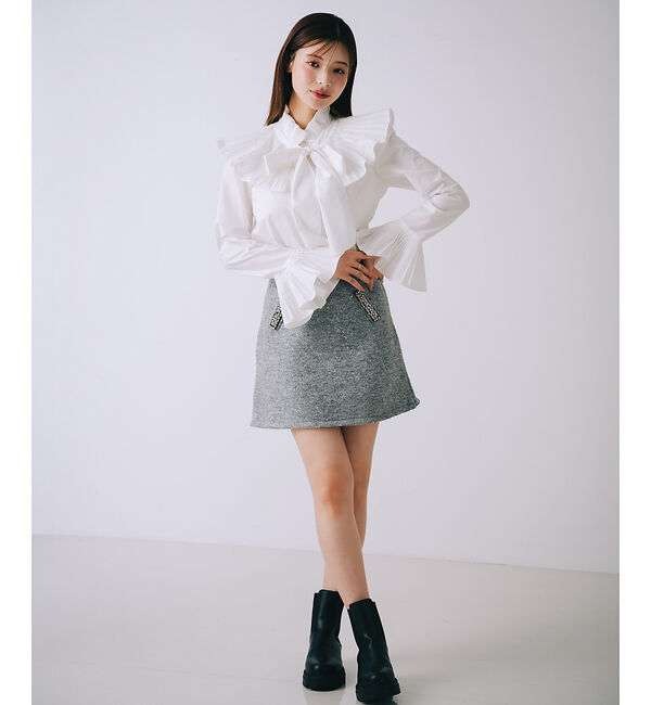 SELFIST「ラメネップニットビジュー付ミニスカート」|スカート|