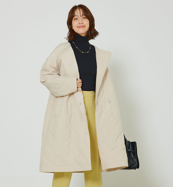 abahouse mavie「キルトリバーシブルコート」|ノーカラーコート|