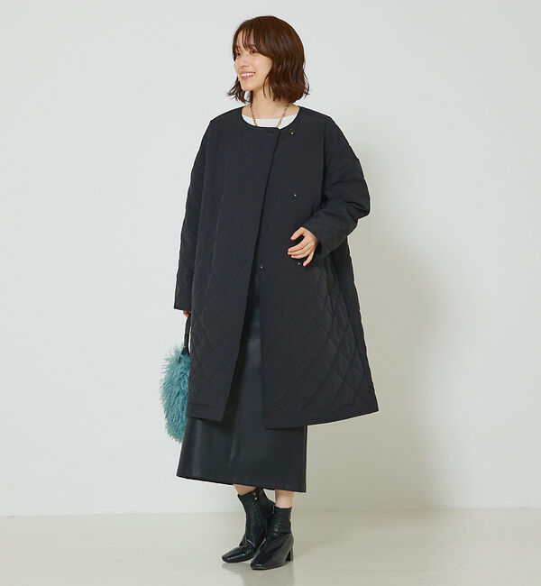 abahouse mavie「キルトリバーシブルコート」|ノーカラーコート|