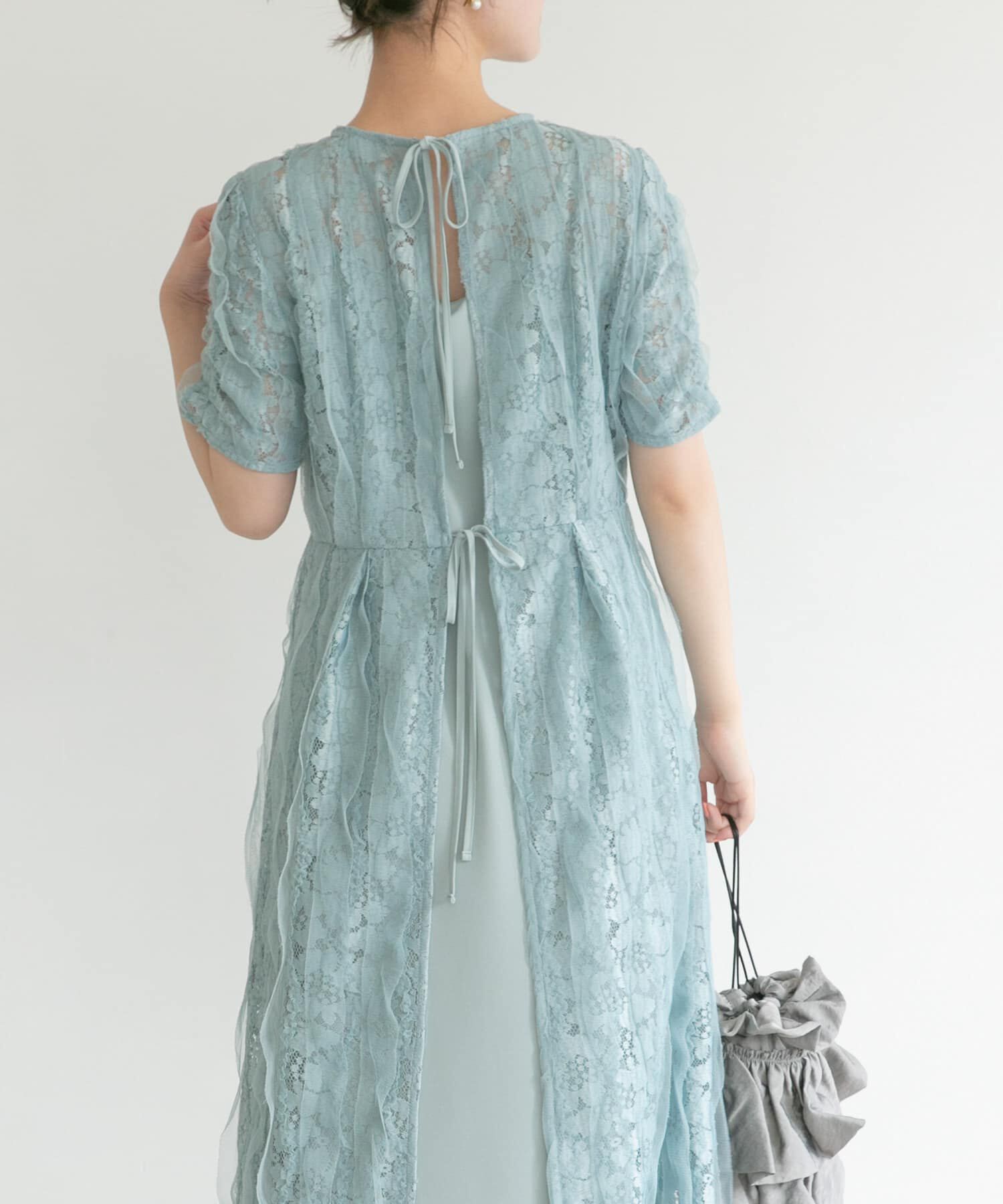 URBAN RESEARCH ROSSO「kaene　リボンチュールエプロンドレス」|ワンピース|ミント